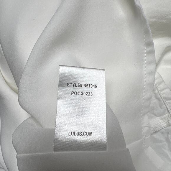Lulus Lined White Short Sleeve Shift Mini Dress Size Small Keyhole Back - Picture 5 of 5